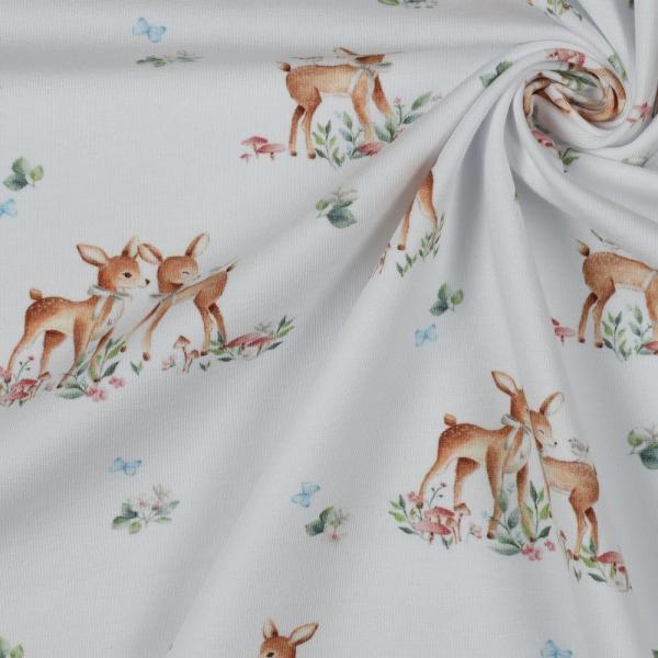 Baumwolljersey Rehe auf Weiß